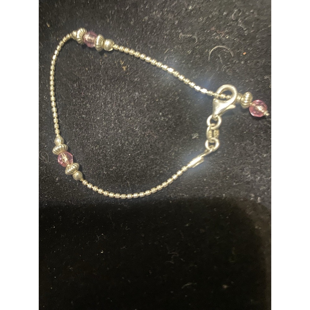 China Sterling  Silver Bracelet with Pink Crystals Fine 925-Signed VOA